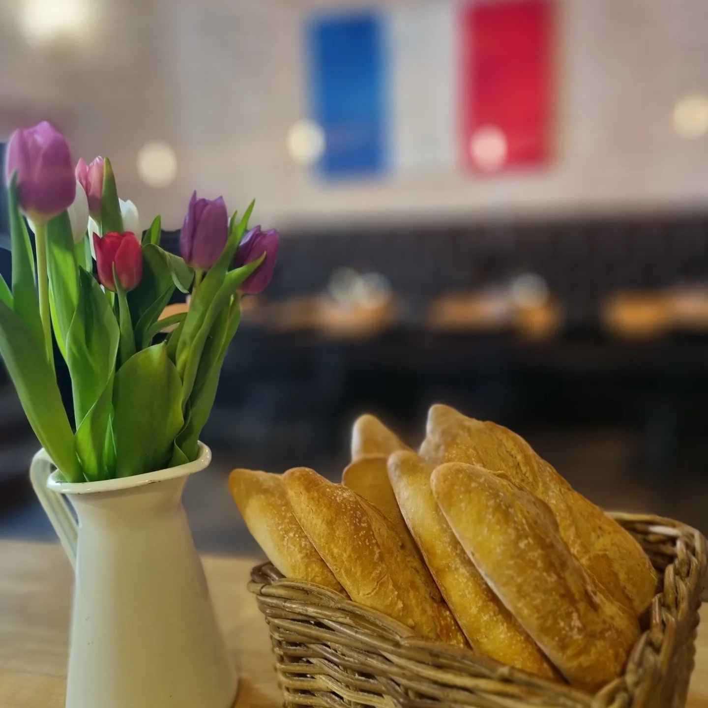 Tulips & baguette basket